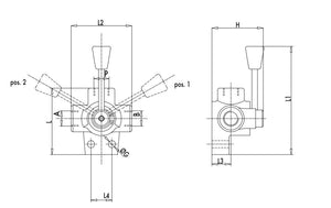 Deviatore a 3 vie attacco - 1/2" ghisa