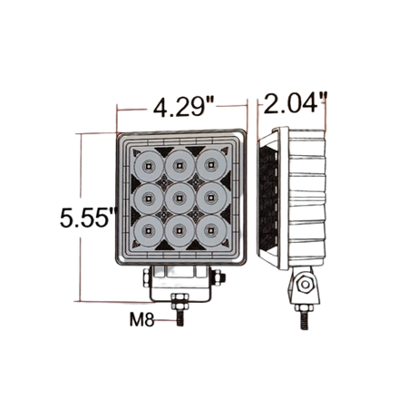 Faro lavoro 9 LED frontali + 24 LED laterali