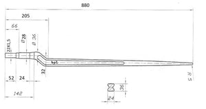 Punta per caricatore rotoballe L.880x36 - piegata