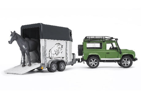 Land rover defender station wagon c/rimorchiotrasporto cavalli Bruder