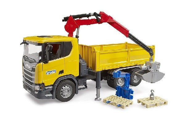 Scania super 560r camion ribaltabile con gru e pallet Bruder
