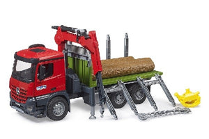 Mb arocs camion trasporto 3 tronchi con gru Bruder