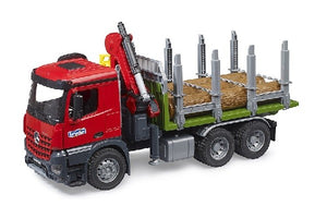 Mb arocs camion trasporto 3 tronchi con gru Bruder