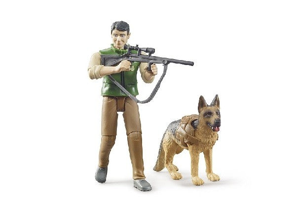 Guardia forestale con cane ed equipaggiamento Bruder
