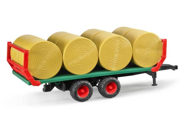 Rimorchio Bruder con 8 balle fieno rotonde - 02220