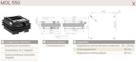 Molleggio mol550 pneumatico per sedile top