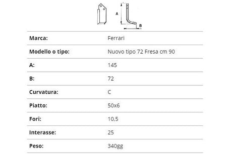 Zappetta ferrari nuovo tipo 72 fresa cm 90