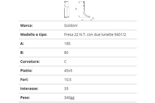 Zappetta goldoni fresa 22 n.t. con due lunette 9401/02