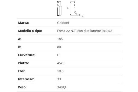 Zappetta goldoni fresa 22 n.t. con due lunette 9401/02