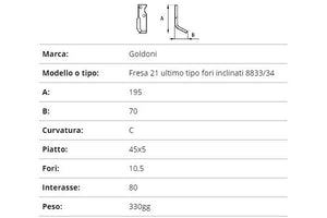Zappetta goldoni fresa 21 ultimo tipo fori inclinati 833/34