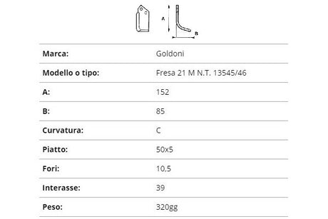 Zappetta goldoni fresa 21 m n.t. 13545/46