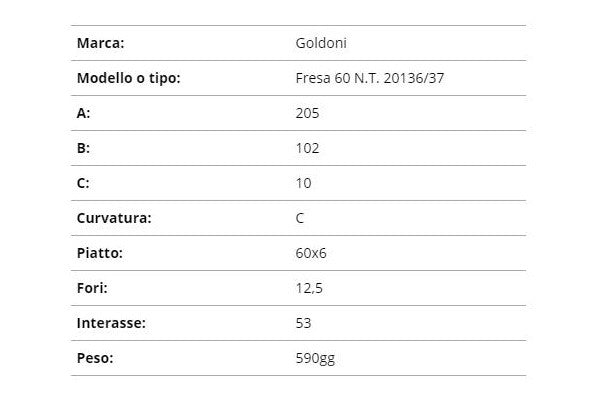 Zappetta goldoni fresa 60 n.t. 20136/37