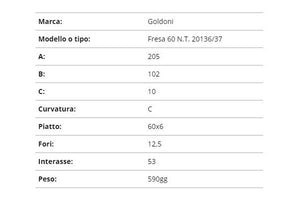 Zappetta goldoni fresa 60 n.t. 20136/37
