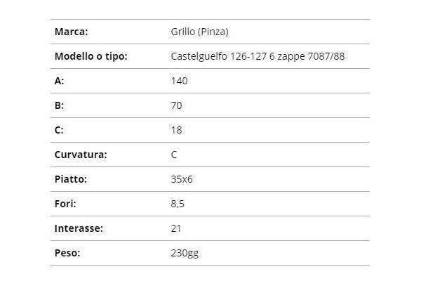 Zappetta grillo castelguelfo 126-127, 6 zappe 7087/88