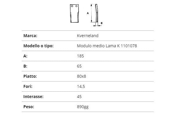 Zappetta Kverneland modello medio, lama k 1101078
