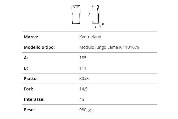 Zappetta Kverneland modello lungo, lama k 1101079