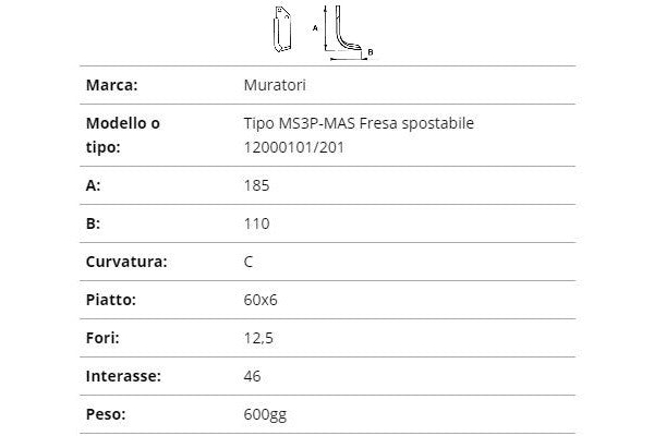 Zappetta muratori tipo ms3p-mas, fresa spostabile 12000101/201