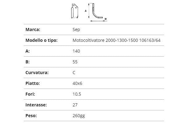 Zappetta sep motocoltivatore 2000-1300-1500 106163/64