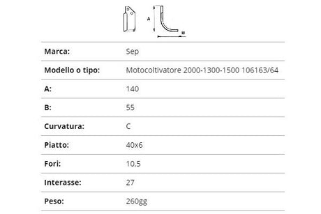 Zappetta sep motocoltivatore 2000-1300-1500 106163/64