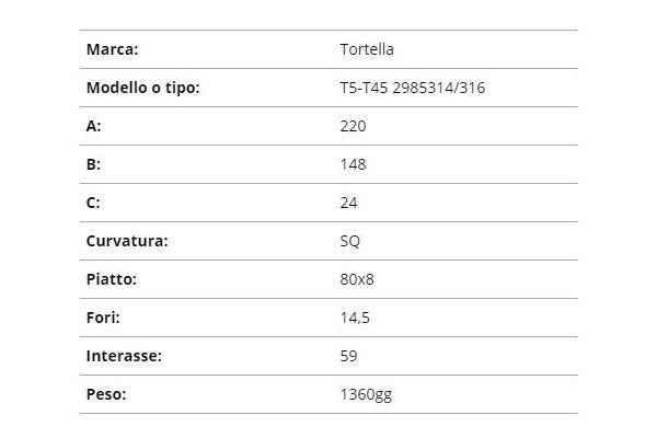 Zappetta tortella T5-T45 2985314/316 (squadrata)