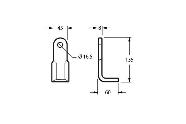 Coltello Maschio trincia squadro 45x8