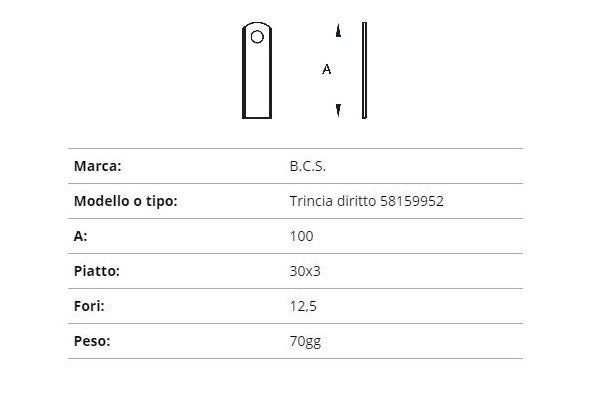 Coltello b.c.s. trncia dritto