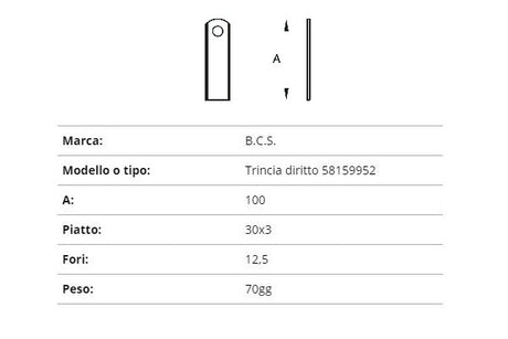 Coltello b.c.s. trncia dritto