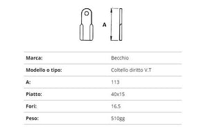 Coltello becchio dritto v.t. 40x15
