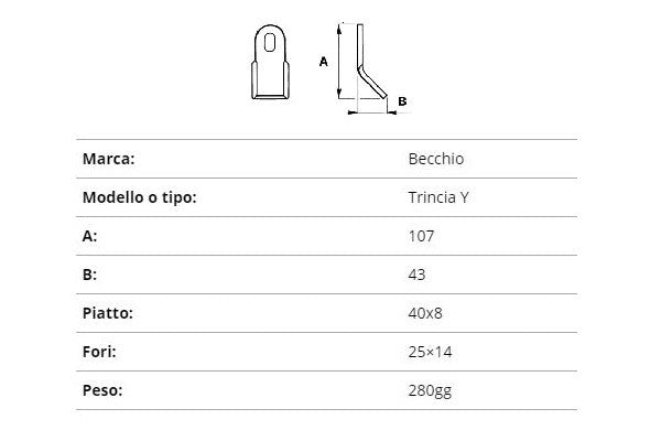 Coltello becchio trincia y 40x8