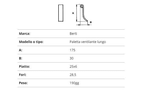 Coltello Berti paletta ventilante lungo