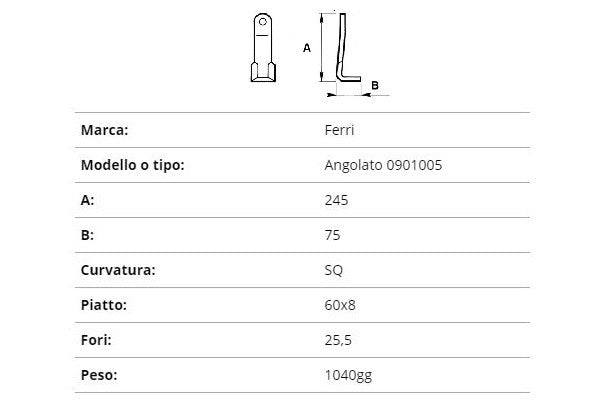 Coltello ferri angolato ex186