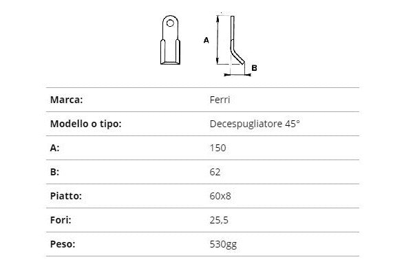 Coltello ferri decespugliatore 45 ex.187