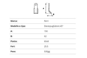 Coltello ferri decespugliatore 45 ex.187