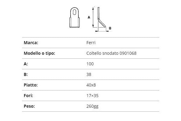 Coltello ferri snodato 40x8/100