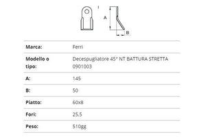 Coltello ferri decespugliatore 45° n.t.