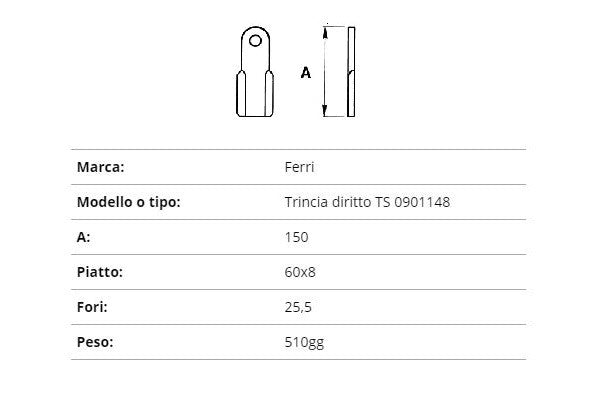 Coltello ferri trincia dritto ts