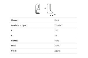 Coltello ferri trincia y 40x6/100