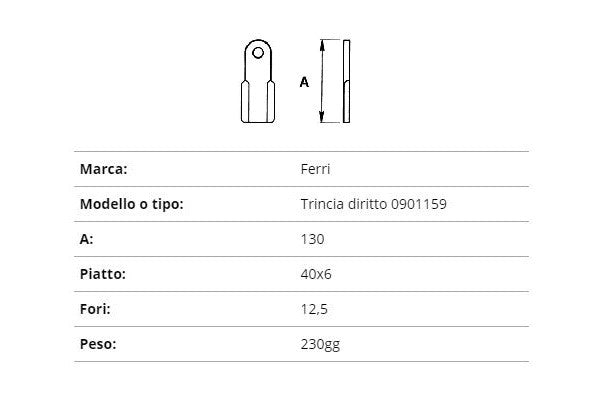 Coltello ferri trincia dritto 40x6/130