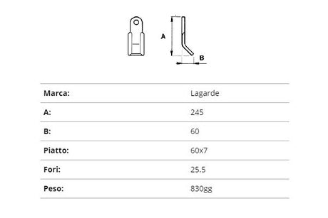 Coltello lagarde 60x7/245