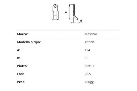 Coltello Maschio trincia 60x10/124