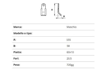 Coltello Maschio 60x10/155 f.20,5