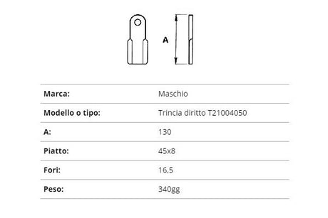 Coltello Maschio trincia dritto 45x8