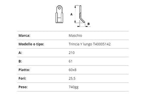 Coltello Maschio trincia y 60x8/210
