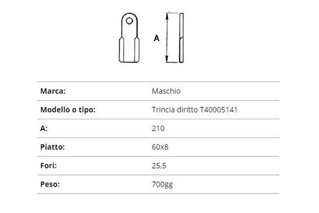 Coltello Maschio trincia dr.60x8