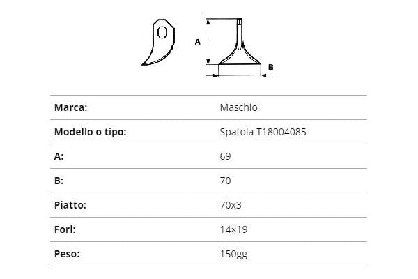 Coltello Maschio spatola 70x3