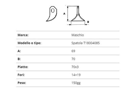 Coltello Maschio spatola 70x3