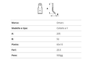 Coltello omarv y 60x10/205