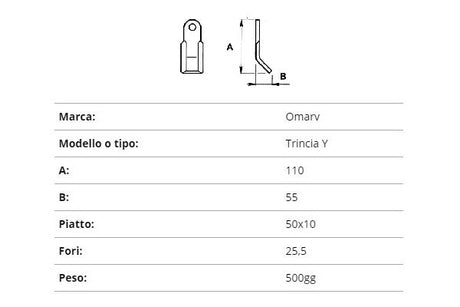 Coltello omarv trincia y 50x10/110