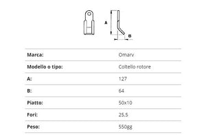 Coltello omarv rotore 50x10/127