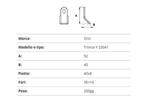 Coltello Orsi trincia y 40x8/92